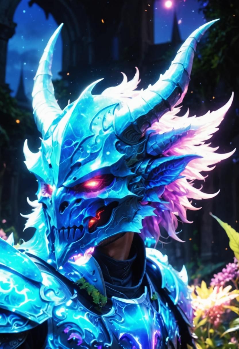 Surreal Wizard Knight Casts Epic Spell Amidst Futuristic Med...