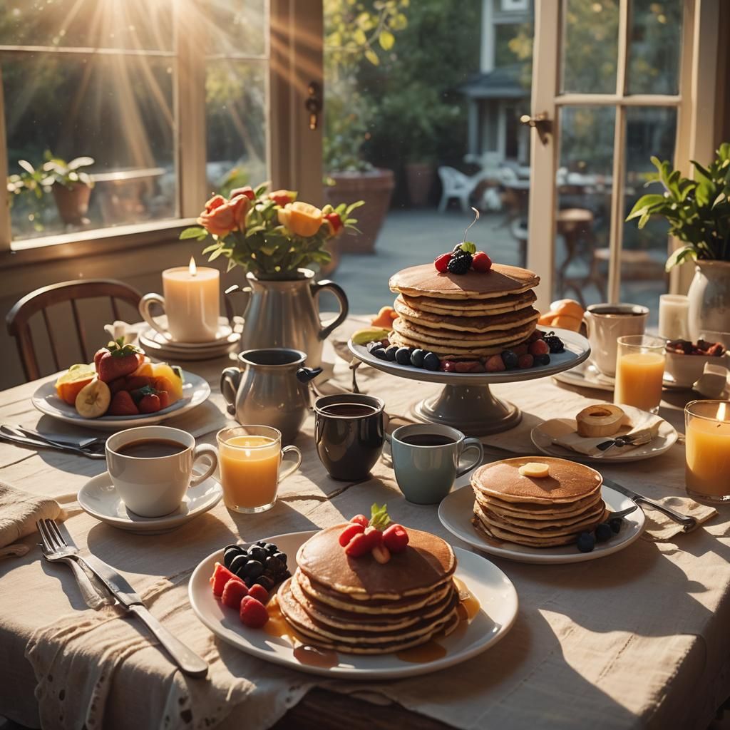 Cozy Breakfast Table Still Life in Golden Light