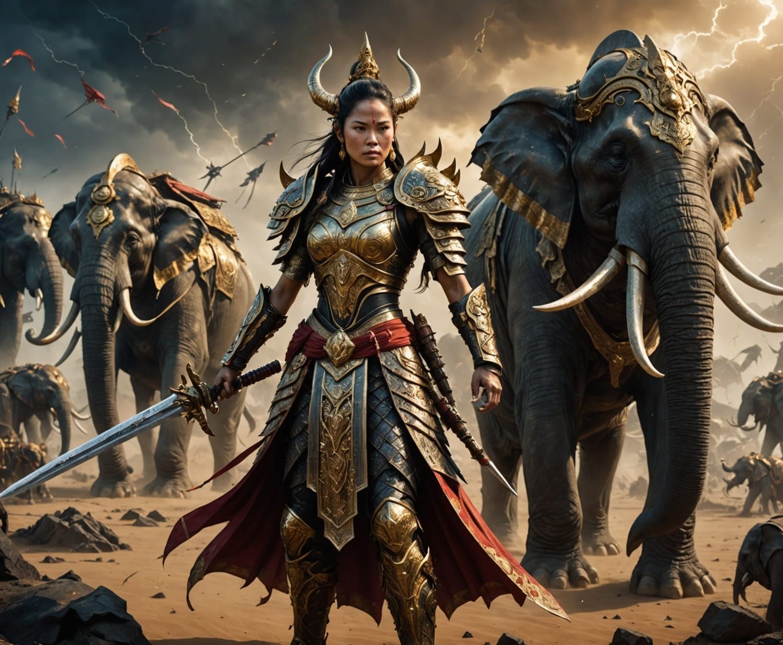 Ancient Thai Warrior Empresses in Cosmic Storm