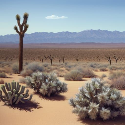A panorama of the High Desert near Joshua Tree, California, ...
