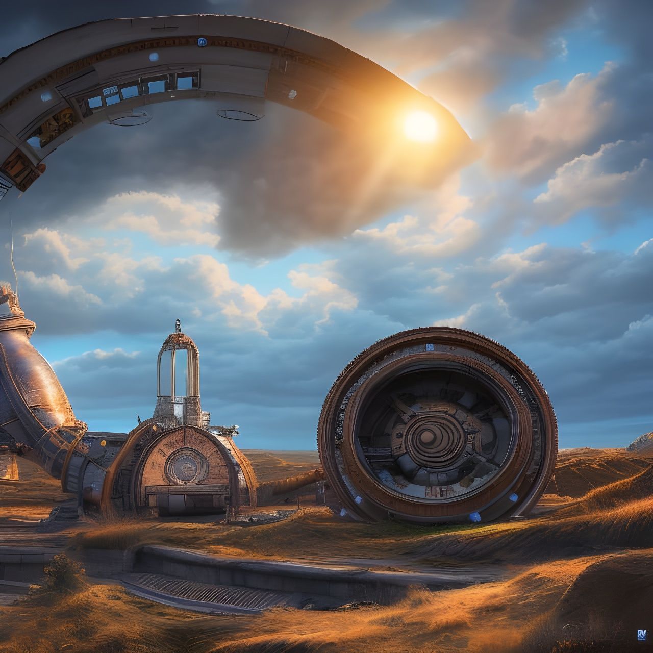 Detailed Round Portal Machine Rendered in High Resolution