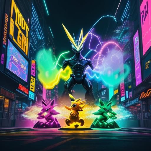 Pokemon Unite in Neon Cityscape Concept Art