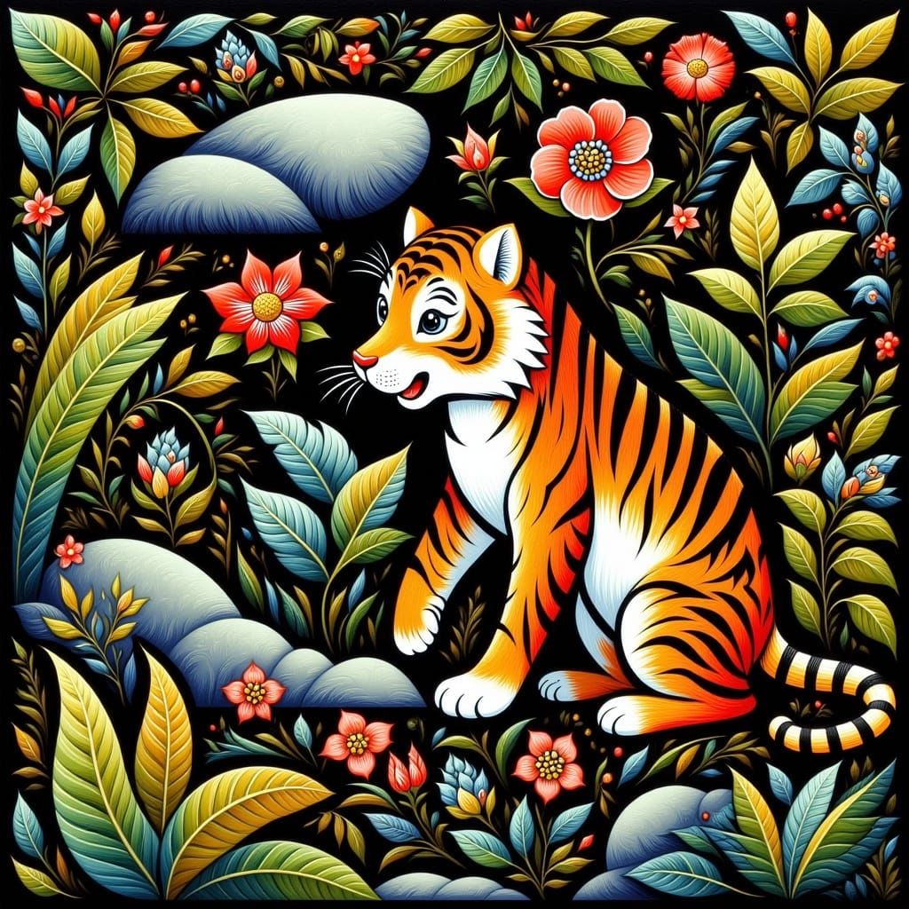 Regal Tiger in a Jungle Setting