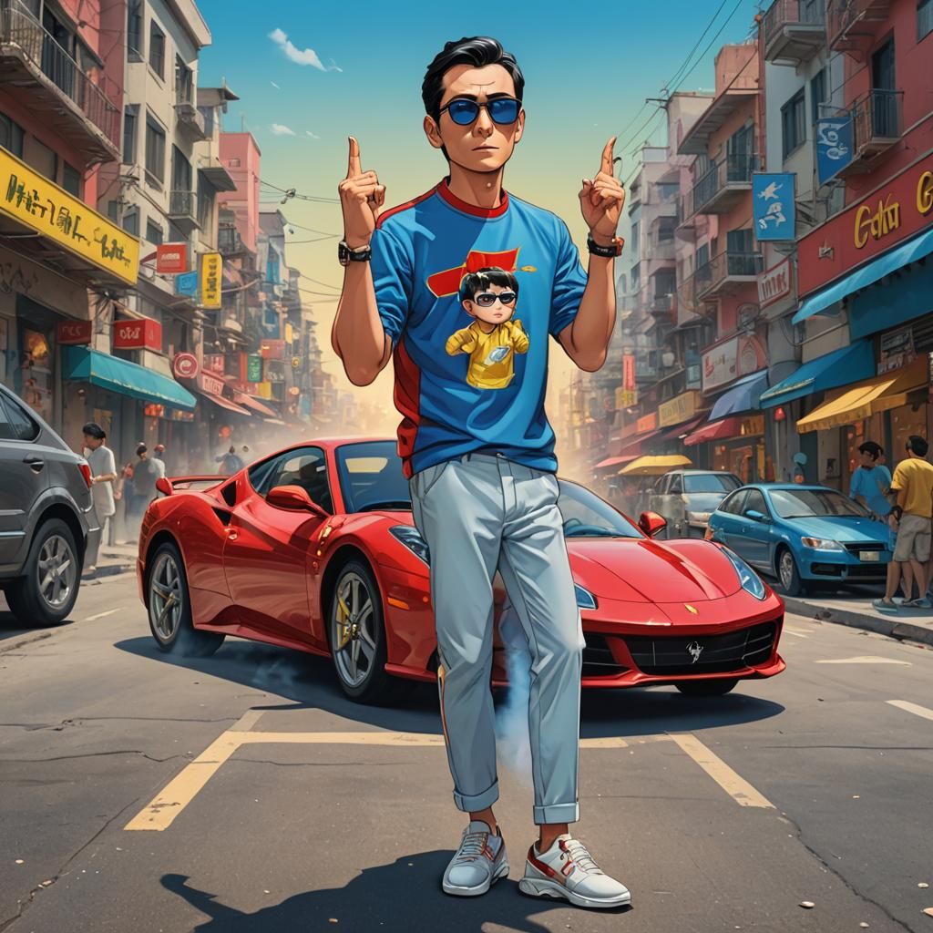 Nobita Gives the Finger in Flying Ferrari Concept Art