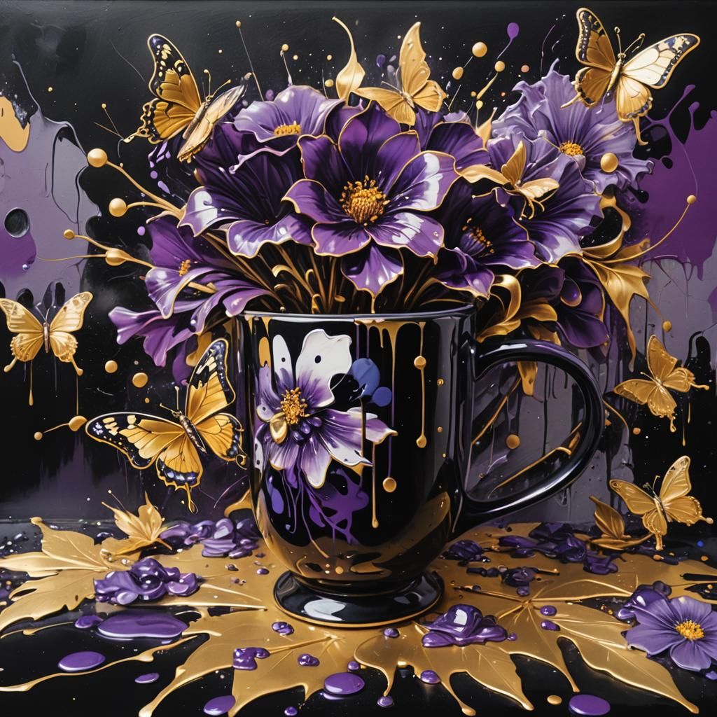 Gemstone Flower Mug in Salvador Dali Graffiti Art
