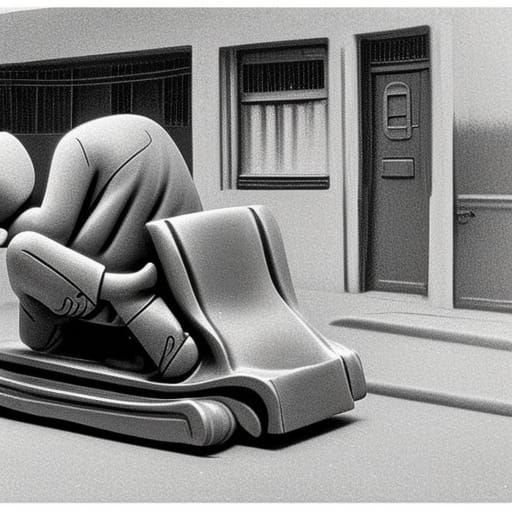 Surreal Ambulance Car in Totalitarian Sun City