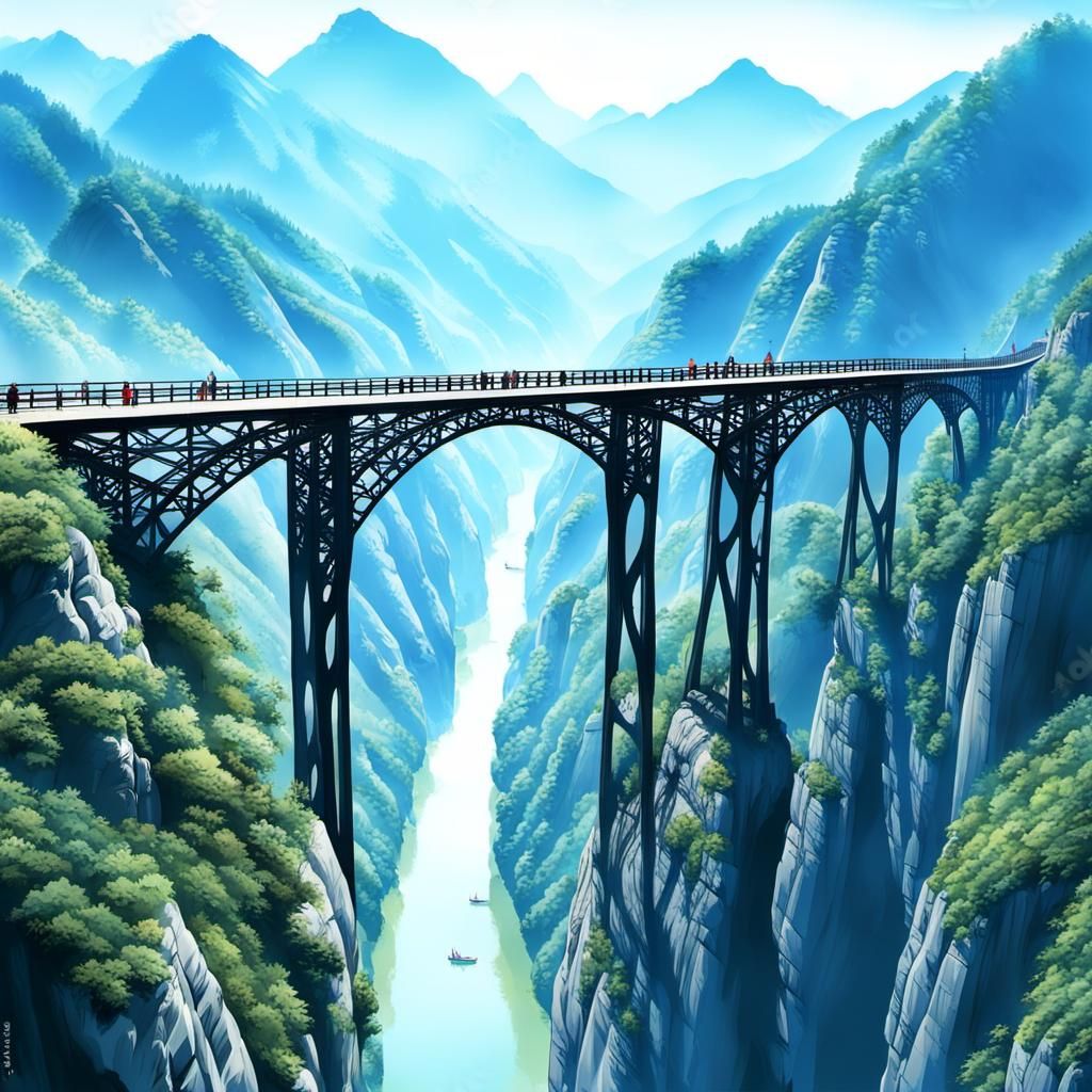 Duge Bridge in Chinese Ink Style