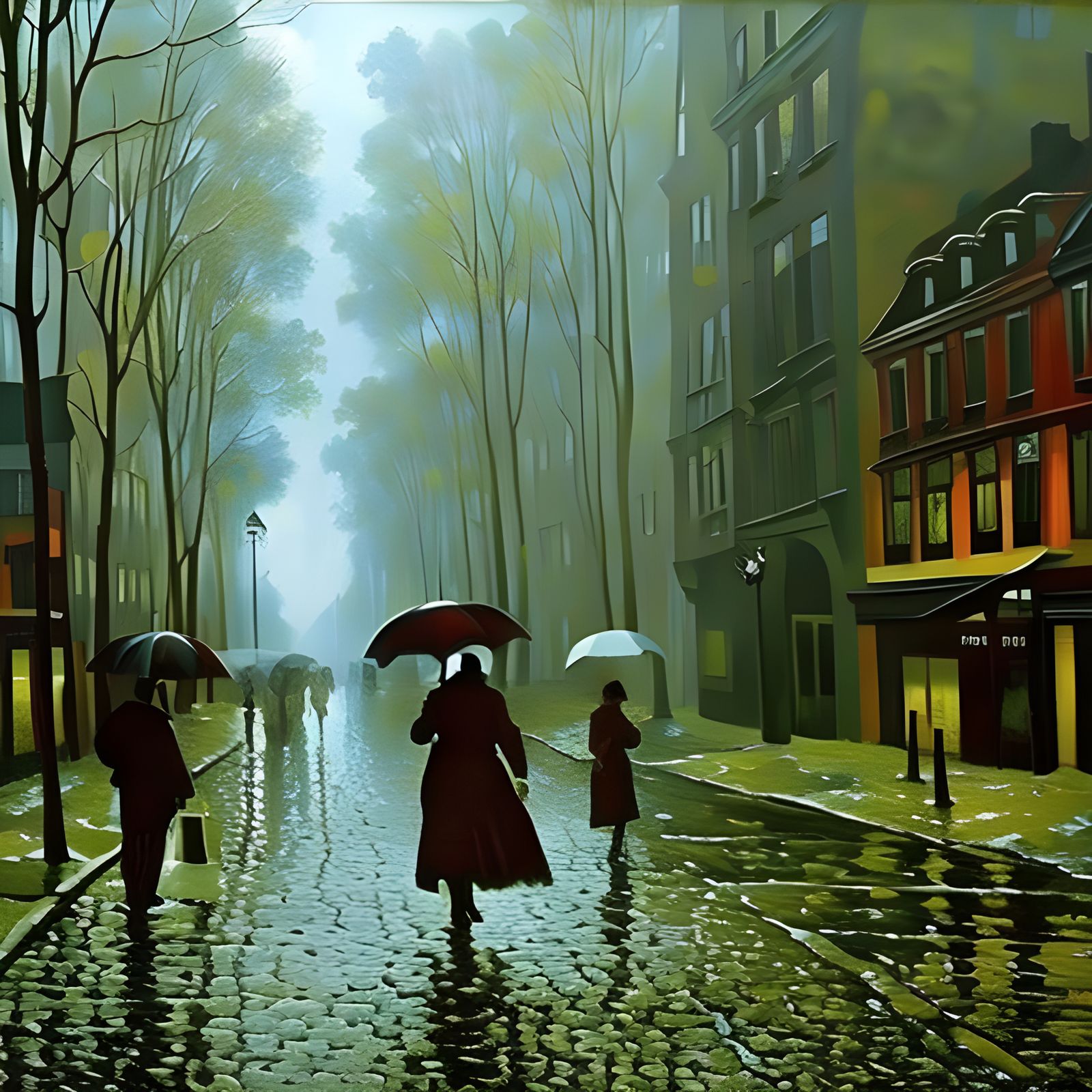 Acid Rain in Renaissance Impressionism Style