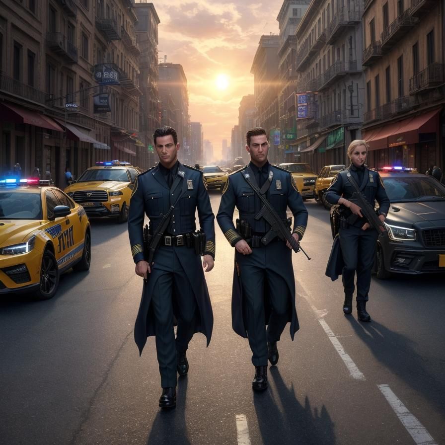 NYPD Officers in Action: Cinematic Movie Poster