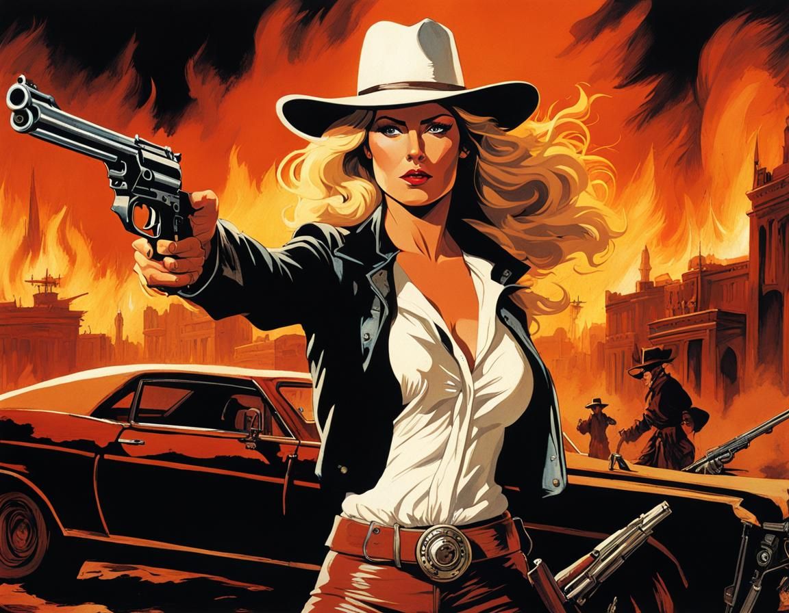 Fiery Gunslinger: Spaghetti Western Scene