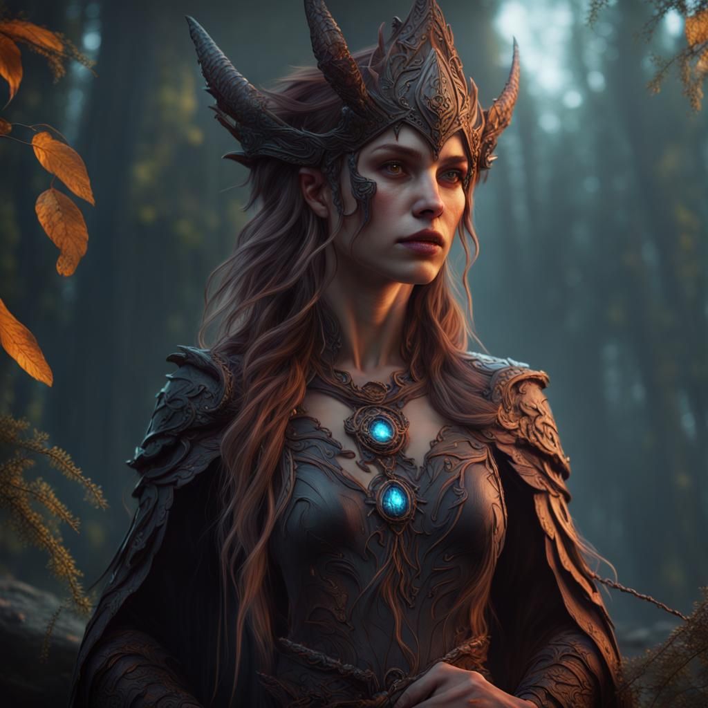 Fantastical Druidess Matte Painting in Deep Color