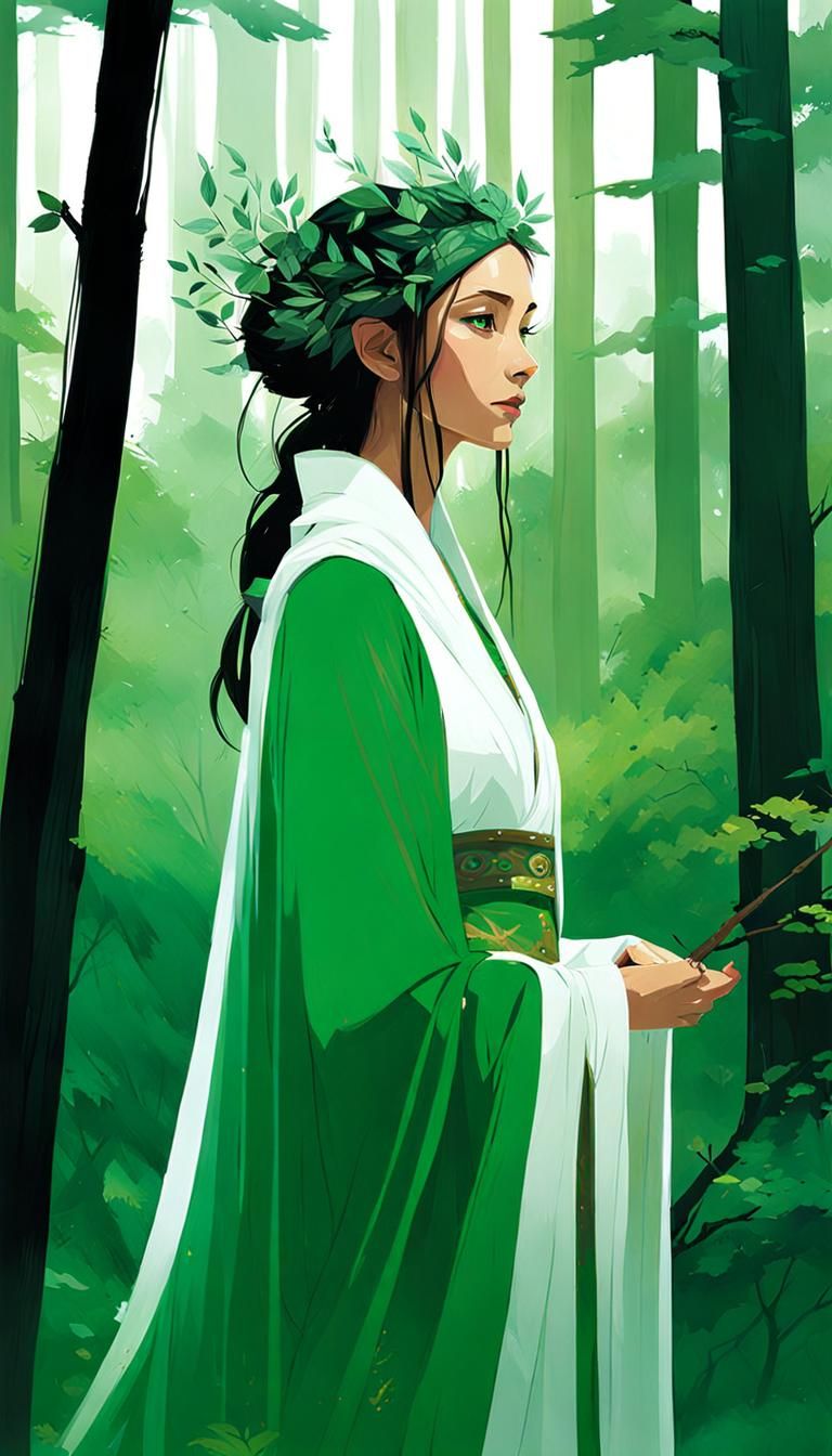 Forest Druid Princess in Double Exposure Art