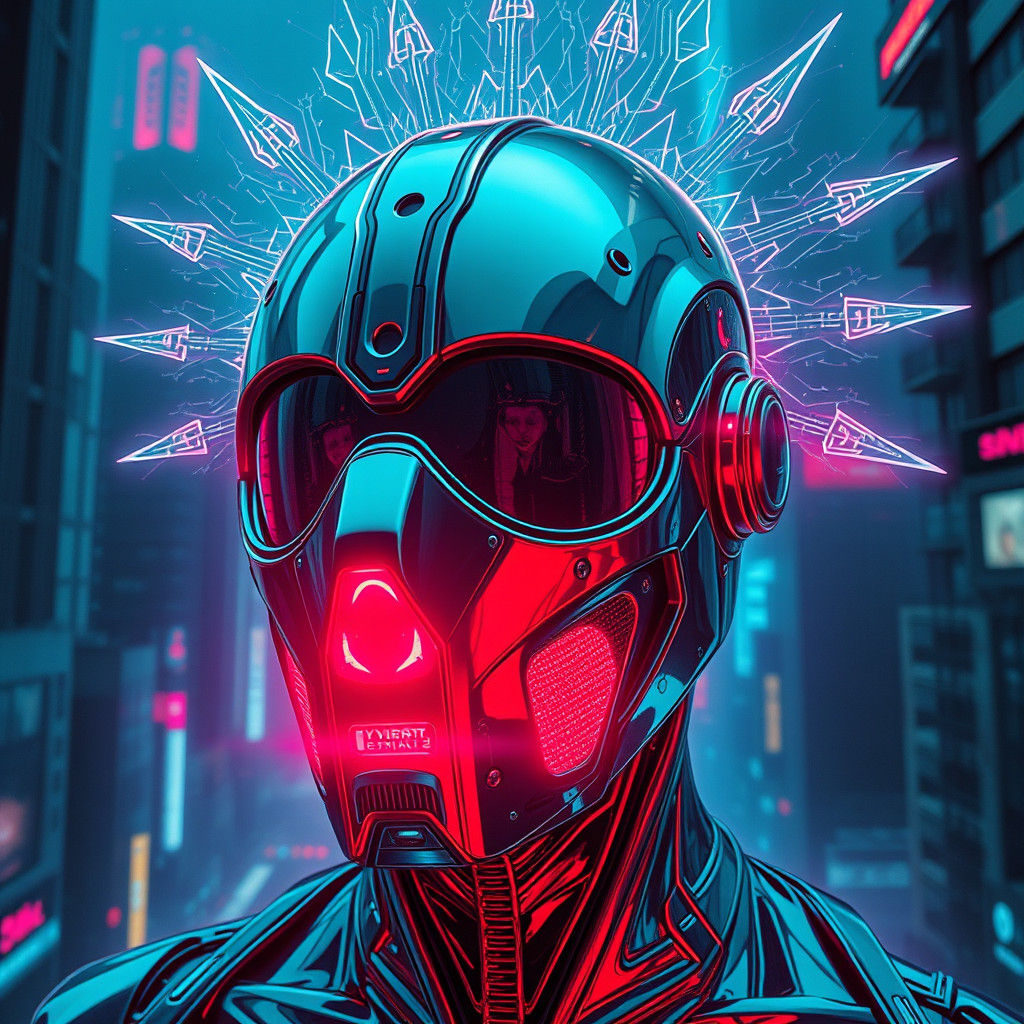 Cyberpunk God in Dystopian Cityscape