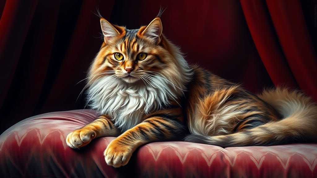 Elegant Baroque Cat adorns Plush Velvet Pillow