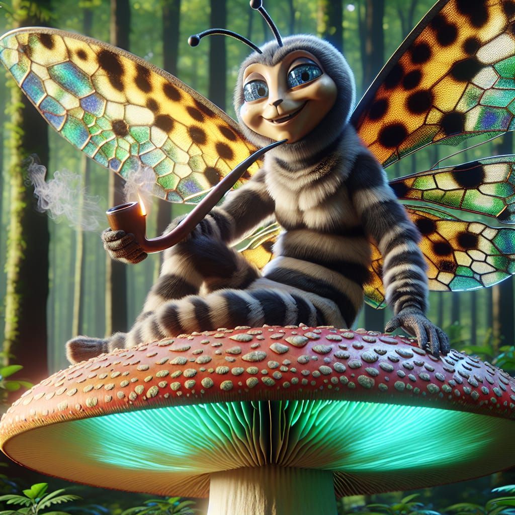 Winged Caterpillar Smoker in Hexagonal Forest
