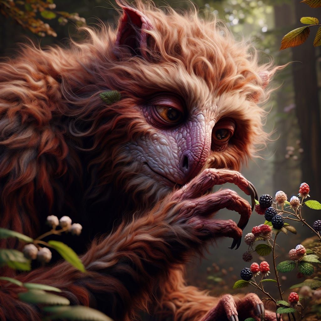 Anthropomorphic Creature Smelling Blossom, in Romanticism St...