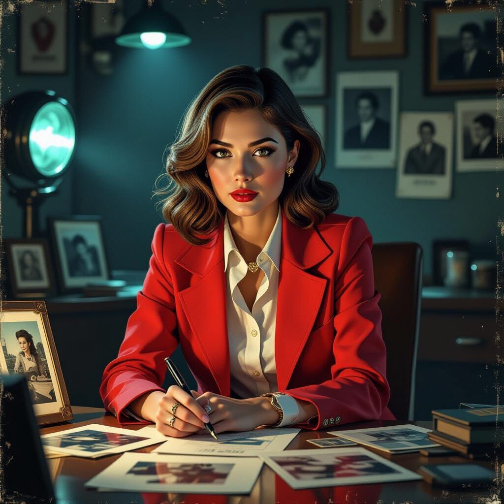 Nostalgic Alternate History Scene in Retro-Futuristic Style