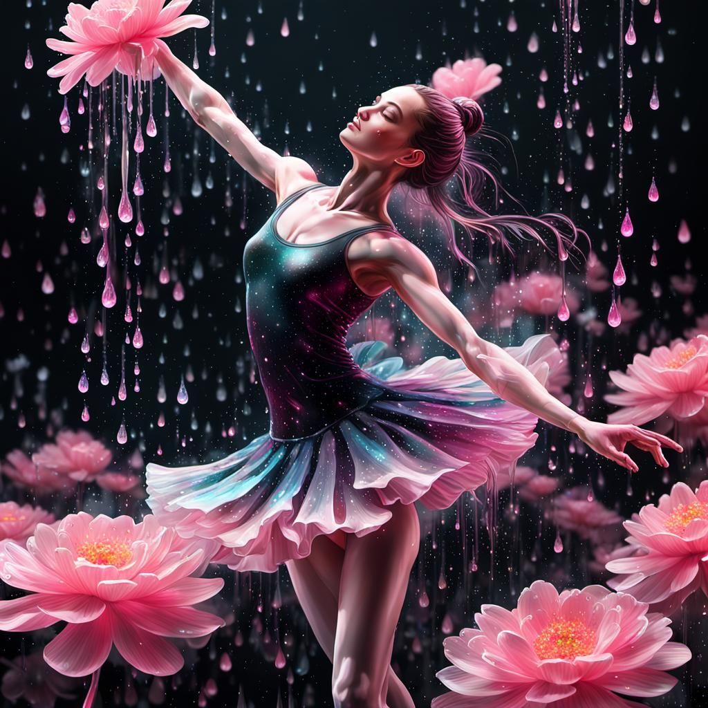 Shimmering Water Ballerina in Psychedelic Liquid Art