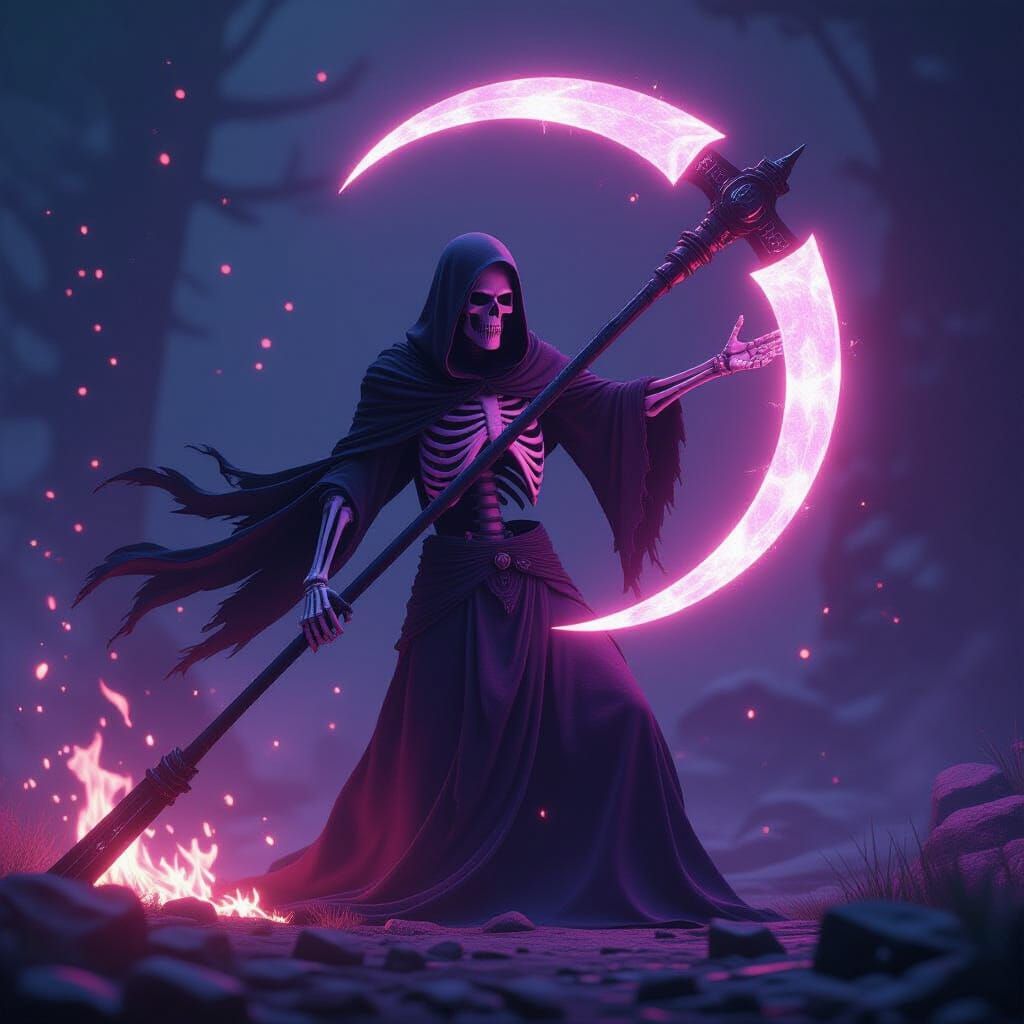 Obsidian Skeleton Surprise with Moonlight Scythe