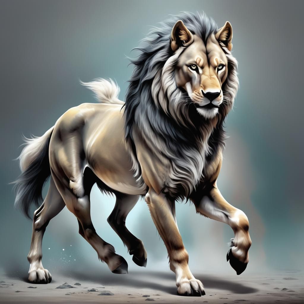 fantasy animal, lion-wolf-horse hybrid