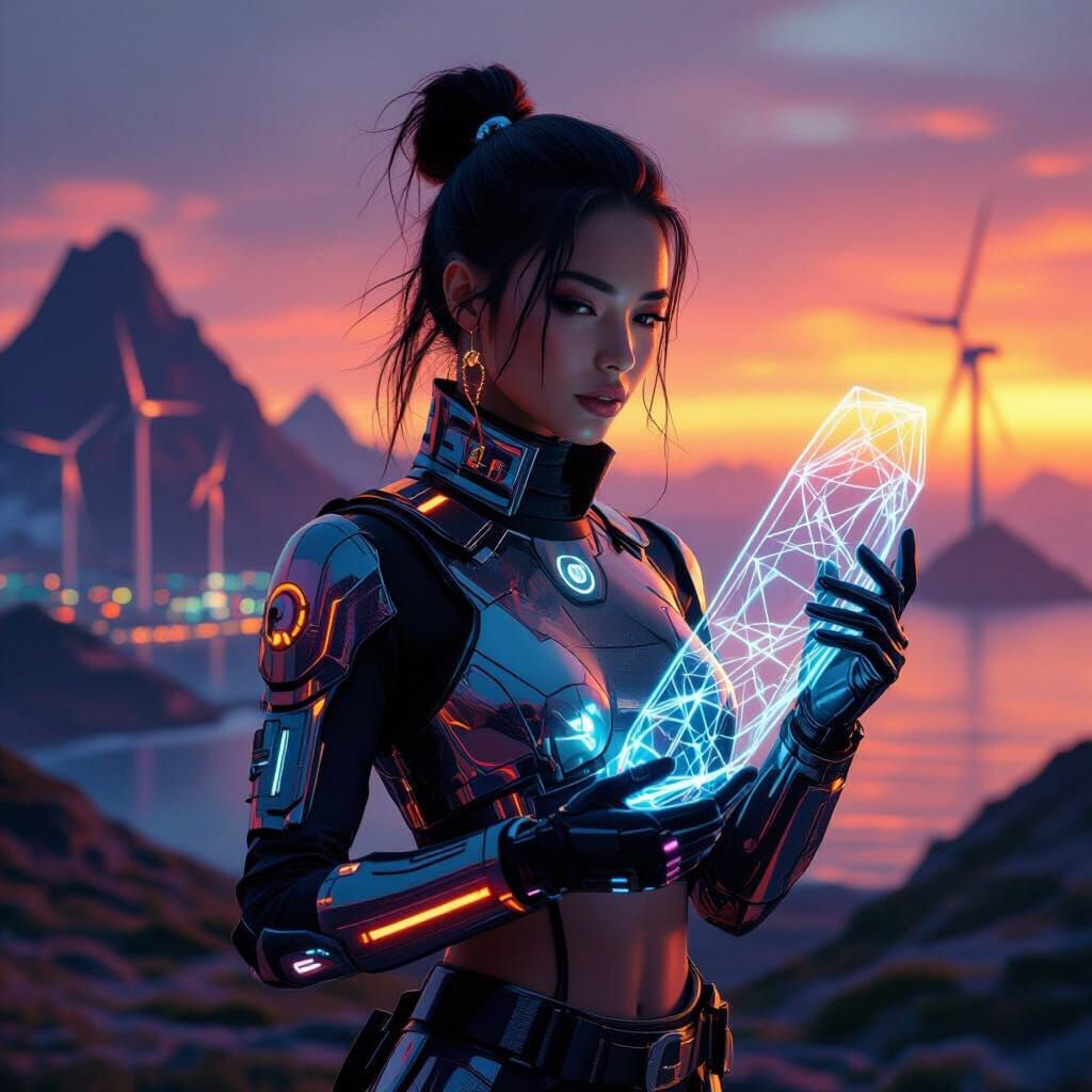 Futuristic Industrial Designer Dancer in Sci-Fi Sunset