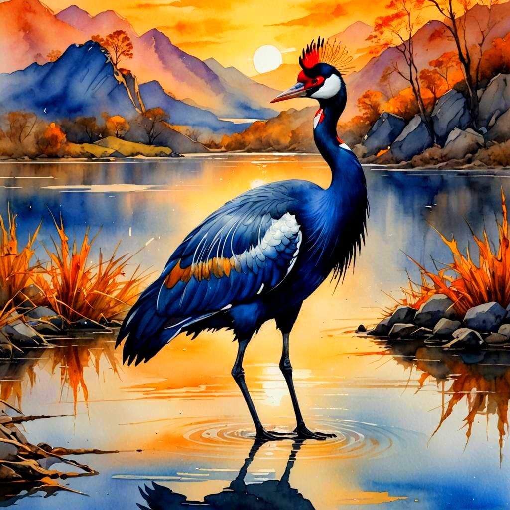 Crested crane