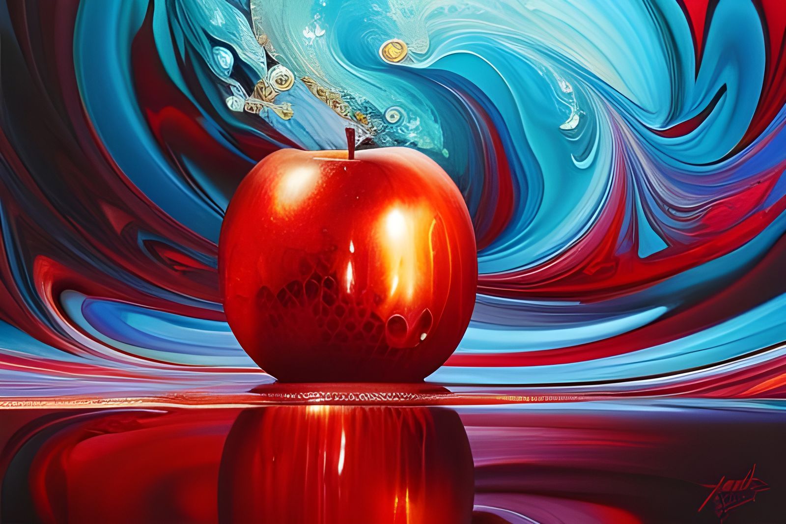 Crystallized Red Apple in a Fantasy Art Style