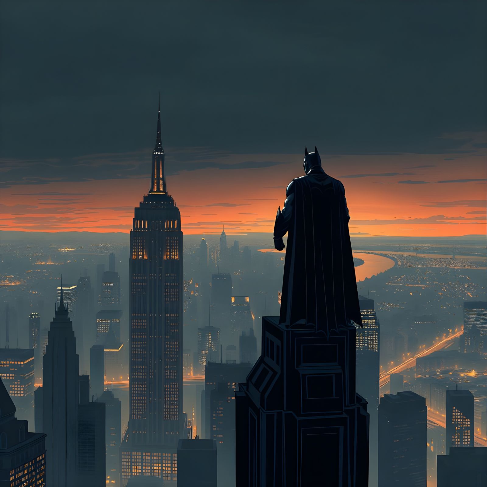 Dark Knight Watches Over Gotham City