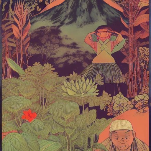 Malayan Forest Fantasy in Acrylic Paint Style