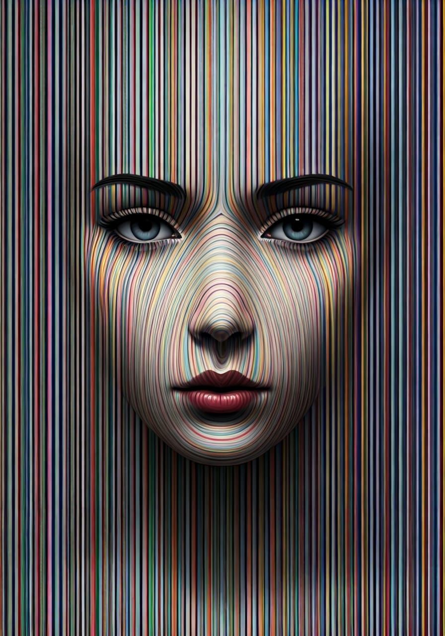 Surrealist Woman's Face in Cubist Style