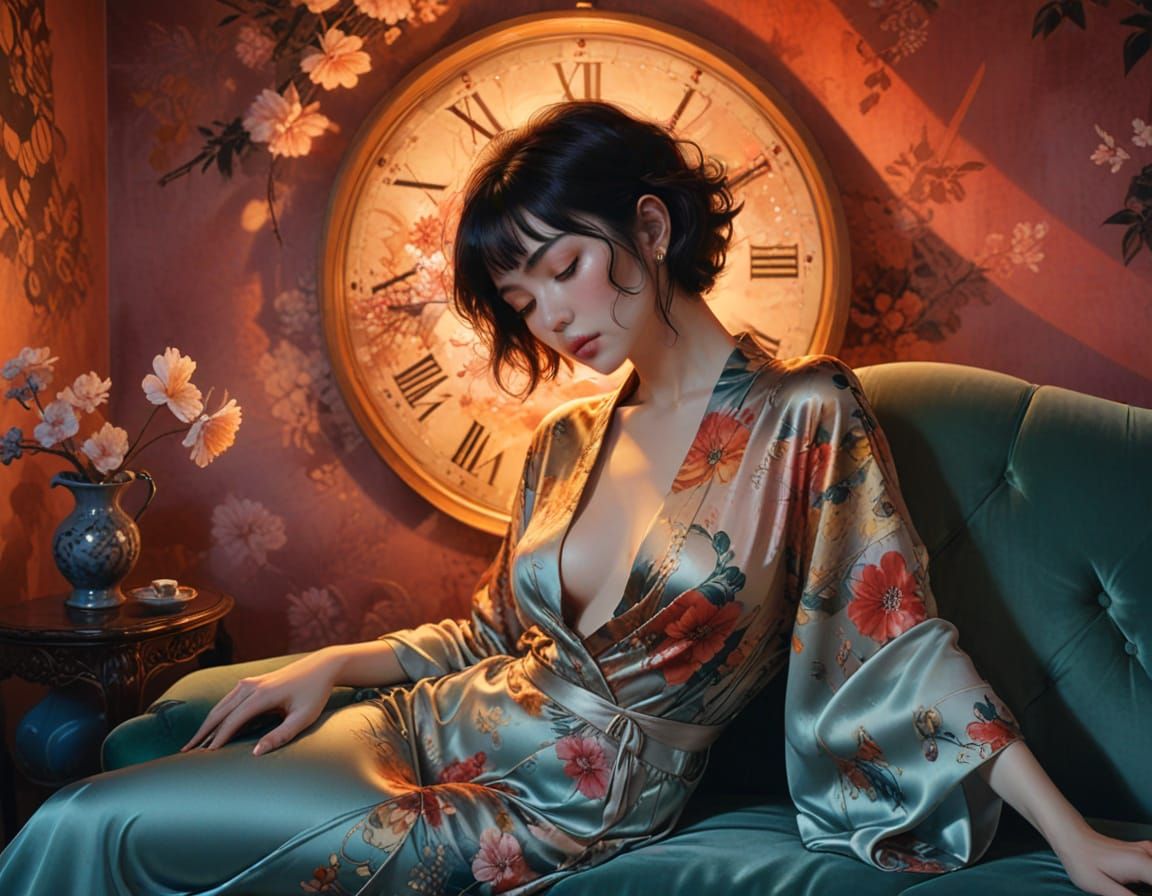 Japanese Woman in Kimono, Surreal Boudoir Art