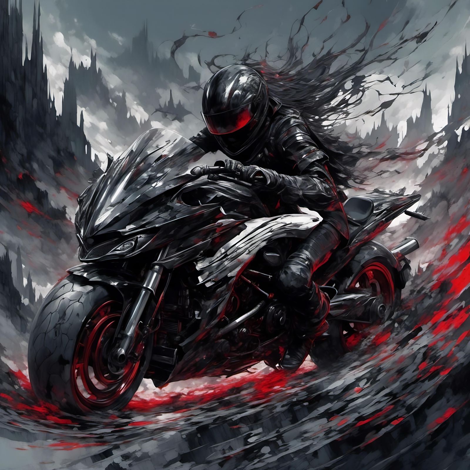 Anime Death Rider with Red Line Art