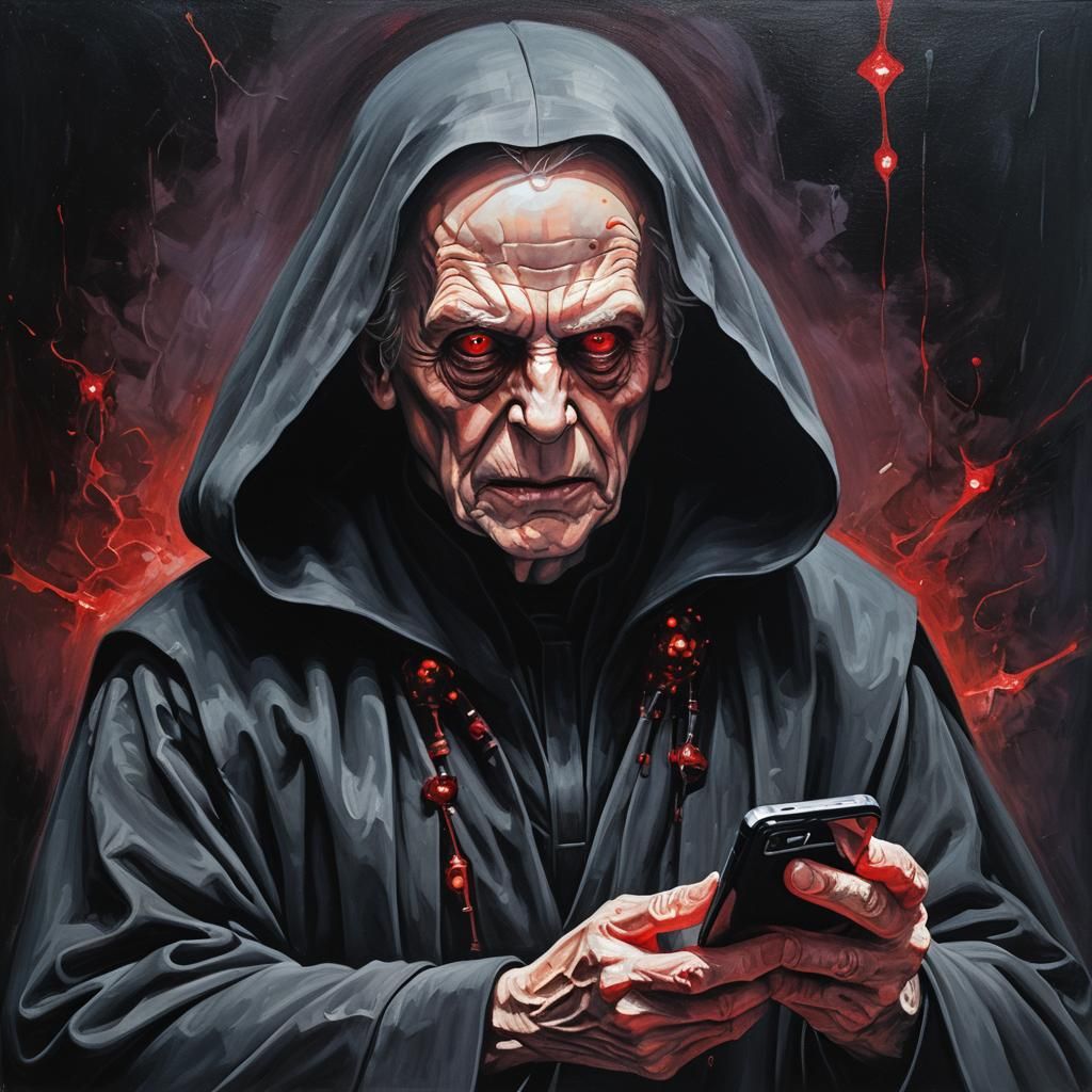 Palpatine's Ominous Call: A Surreal Dark Side Close-Up