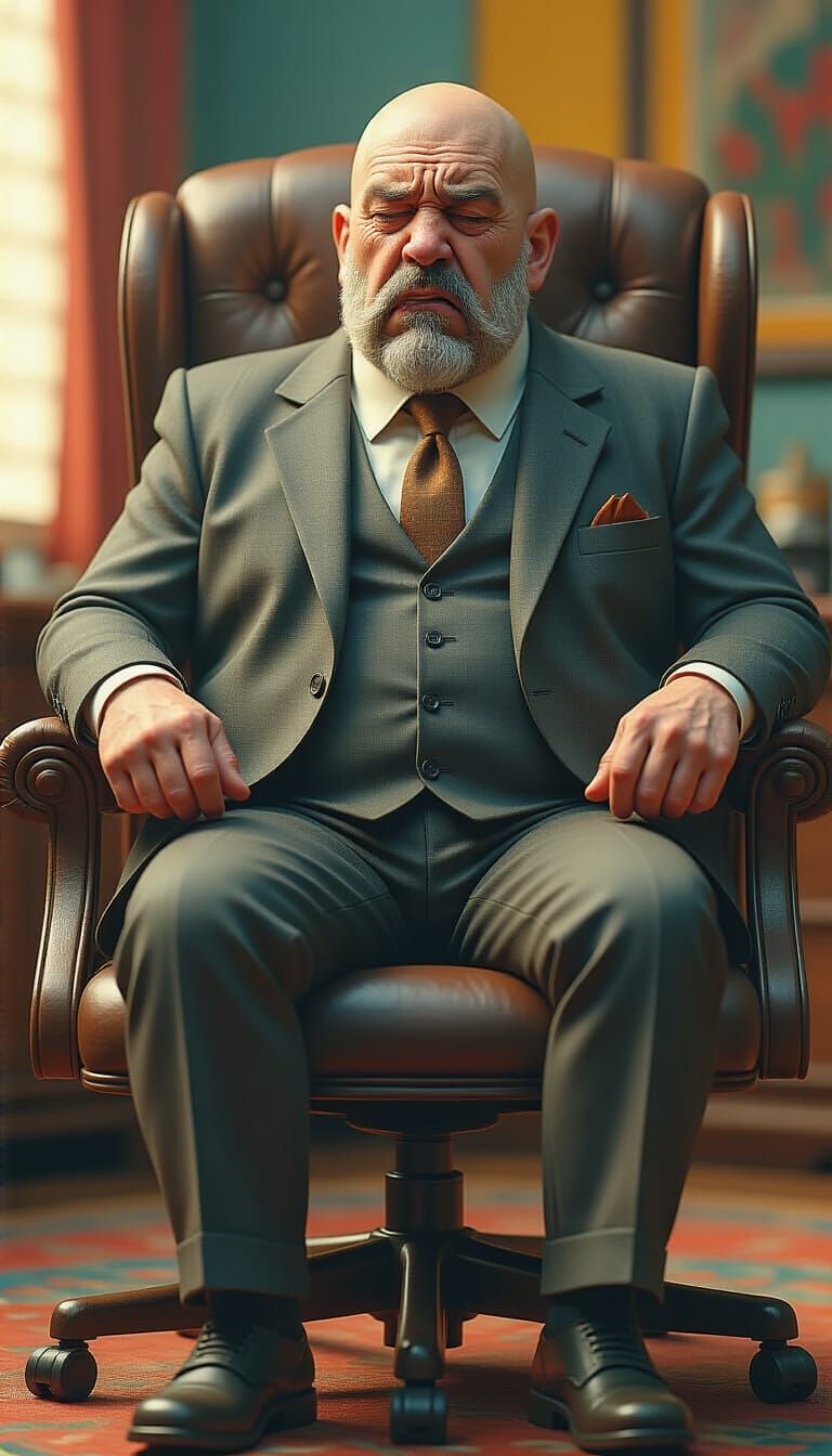 Man in Suit Sneezing: Hyperrealistic Detailed Image