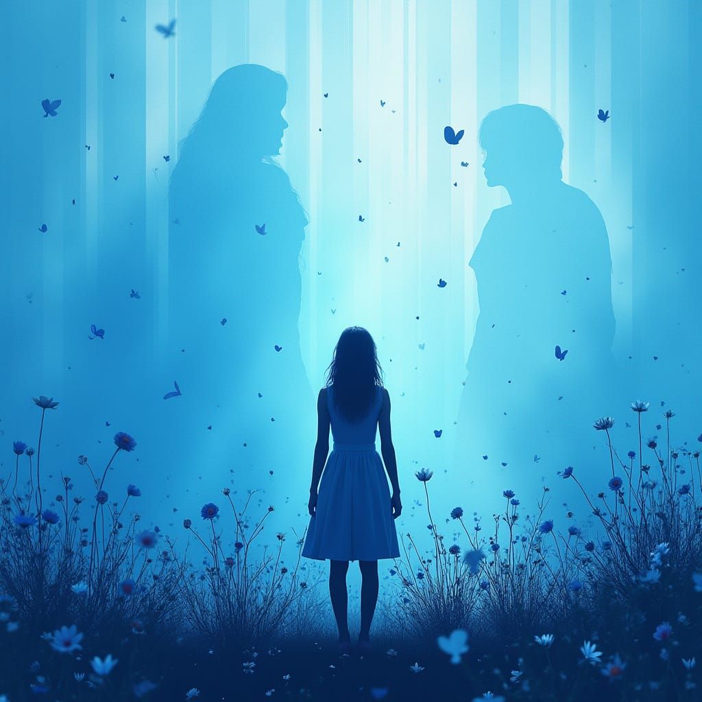 A Brave Figure Stands Against Blue, Surrounded by Hope and H...