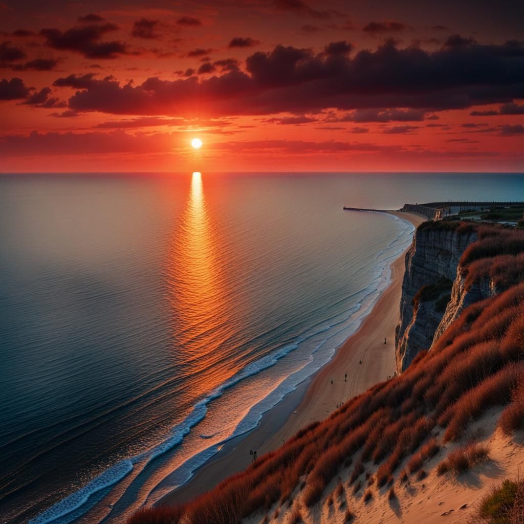 Baltic Sea Cliffs at Sunset: High Resolution