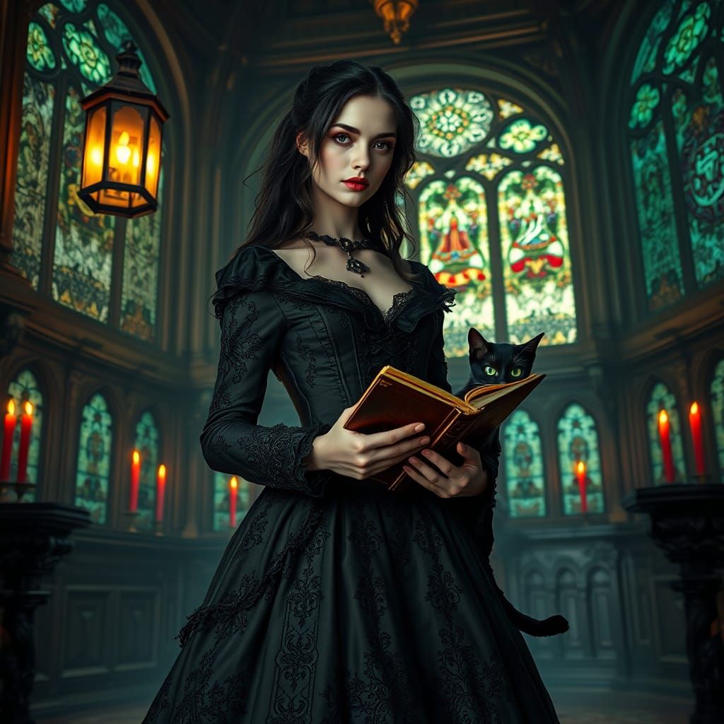 Victorian Witch in Gothic Home, Dark Academia Style