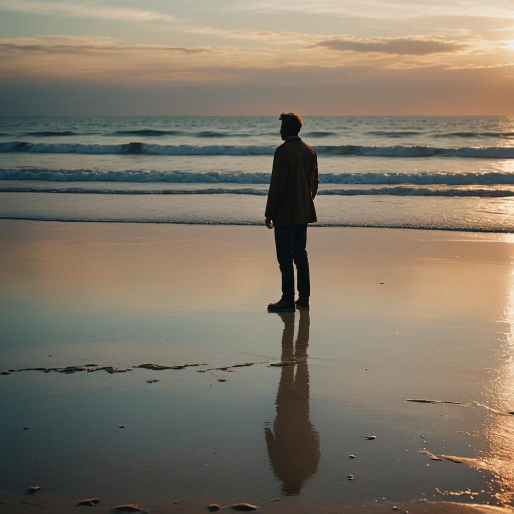 Sunset Beach Scene in Cinematic Style