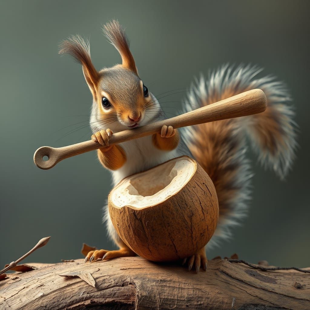 Squirrel's Ambitious Coconut Quest with Crowbar