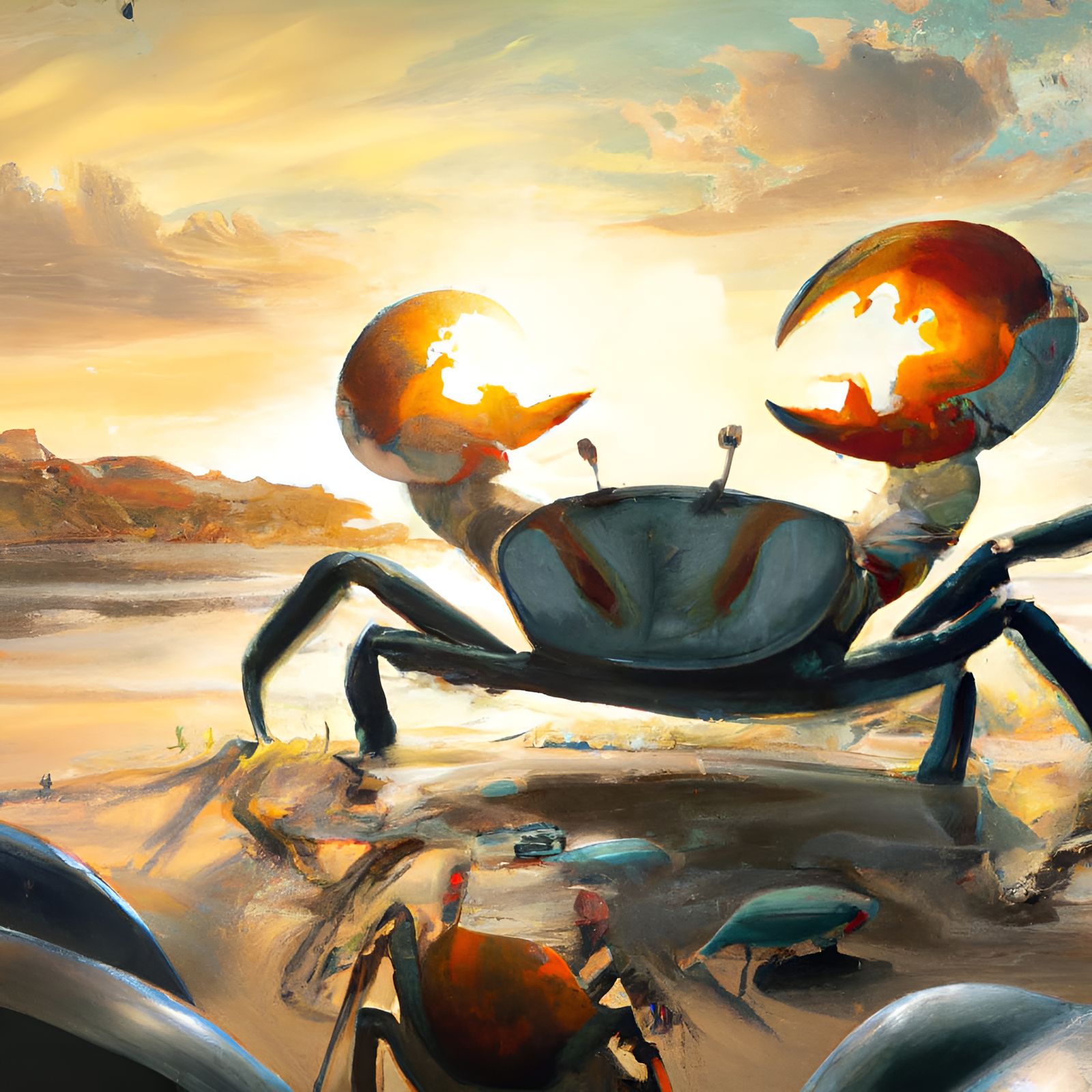 Hyperdetailed Crab Rave on a Vibrant Beach