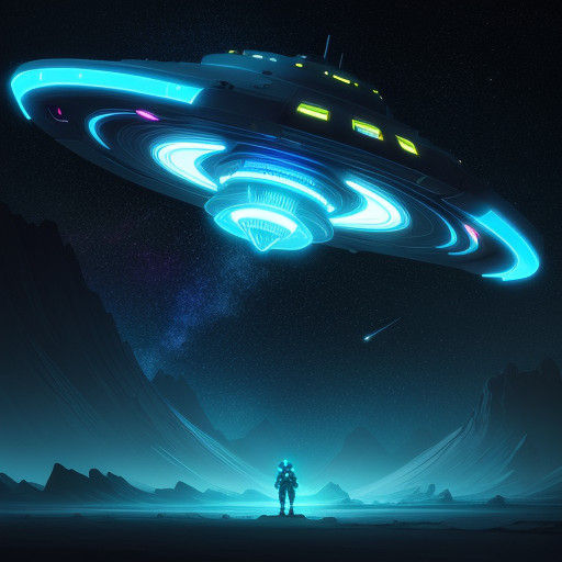 Ethereal UFO Radiates Radiant Glow in Dark Space