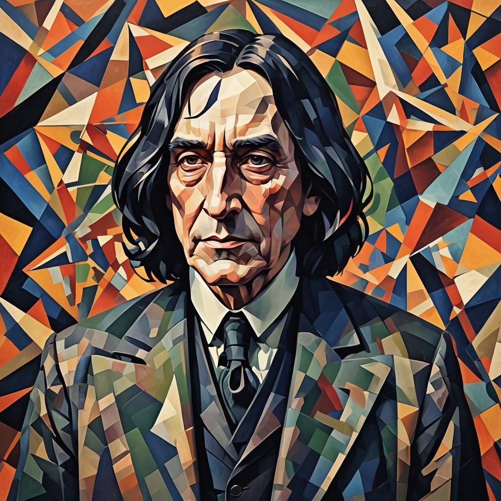 Severus Snape Cubist Portrait in Geometric Fauvism