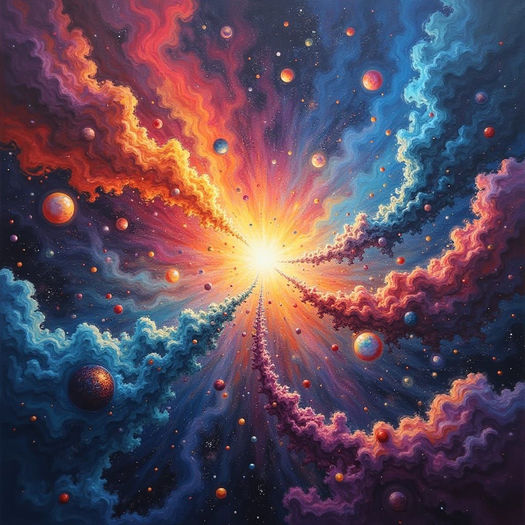 Cosmic Energy Explosion in Vibrant Graffiti Style