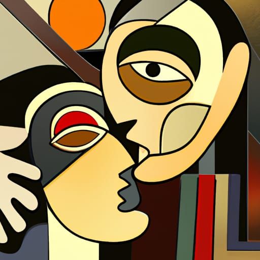 Abstract Cubist Kiss Inspired by Gleizes and Kurasov