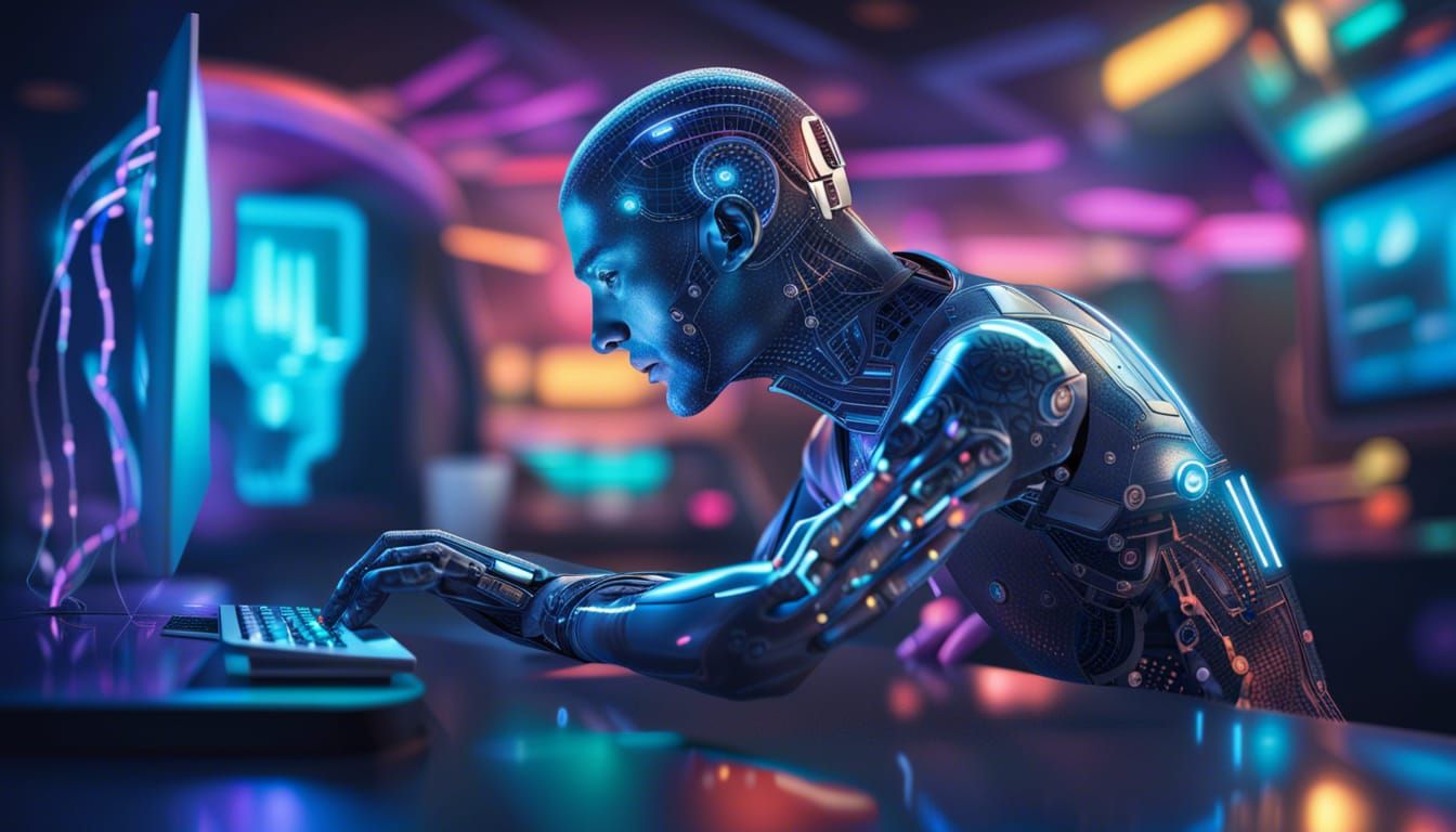 AI Man in Futuristic Environment: Hyperrealistic Concept Art