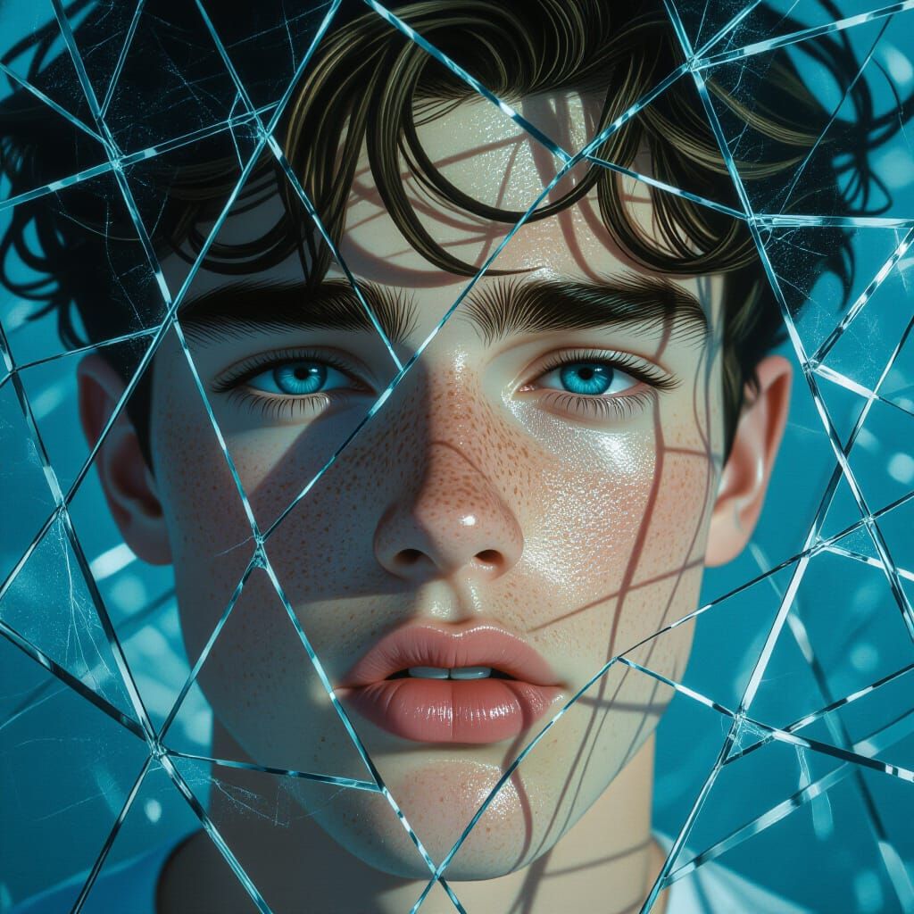 Shattered Reflections: A Hyperrealistic Portrait