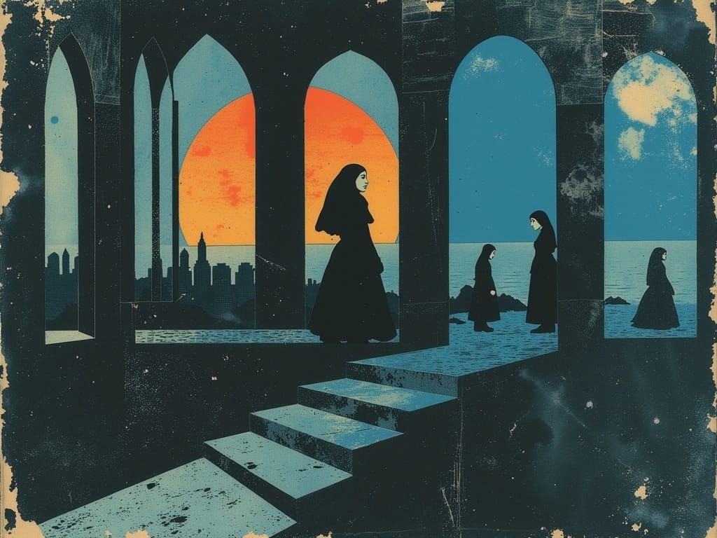 Surreal Stairway to Nowhere: Dystopian Dreamscape