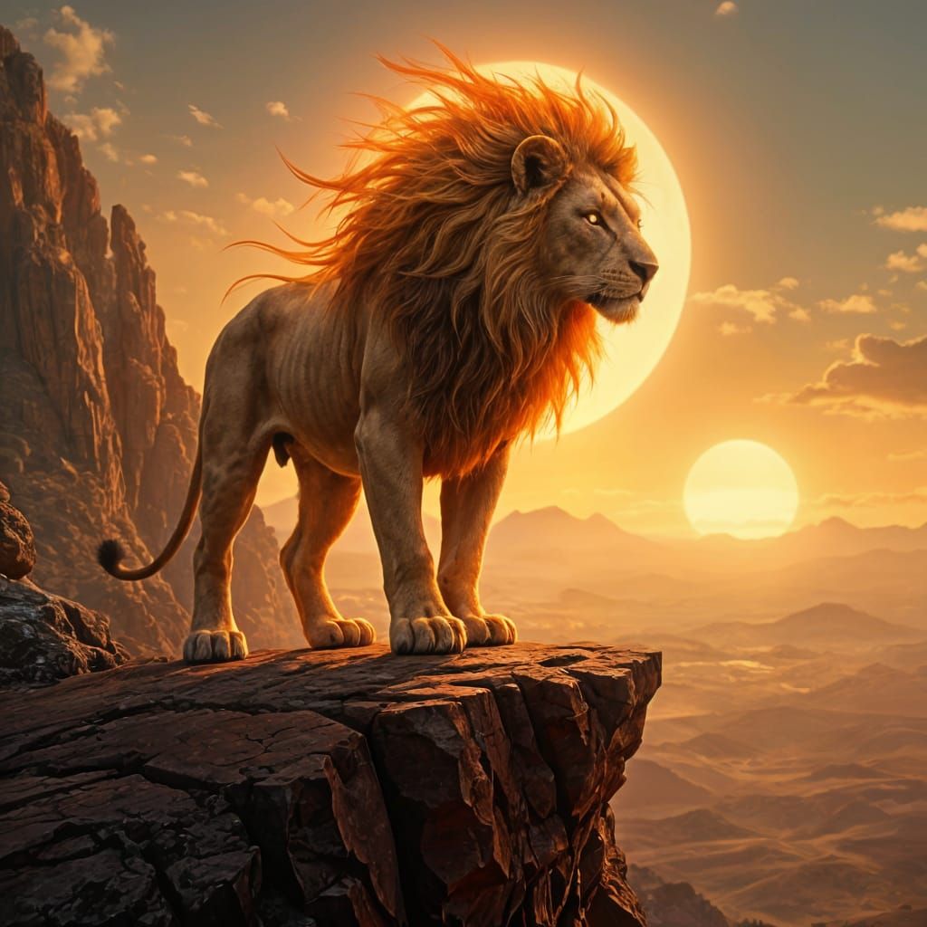 Epic Lion of the Cosmic Savannah in Hyperrealistic Style