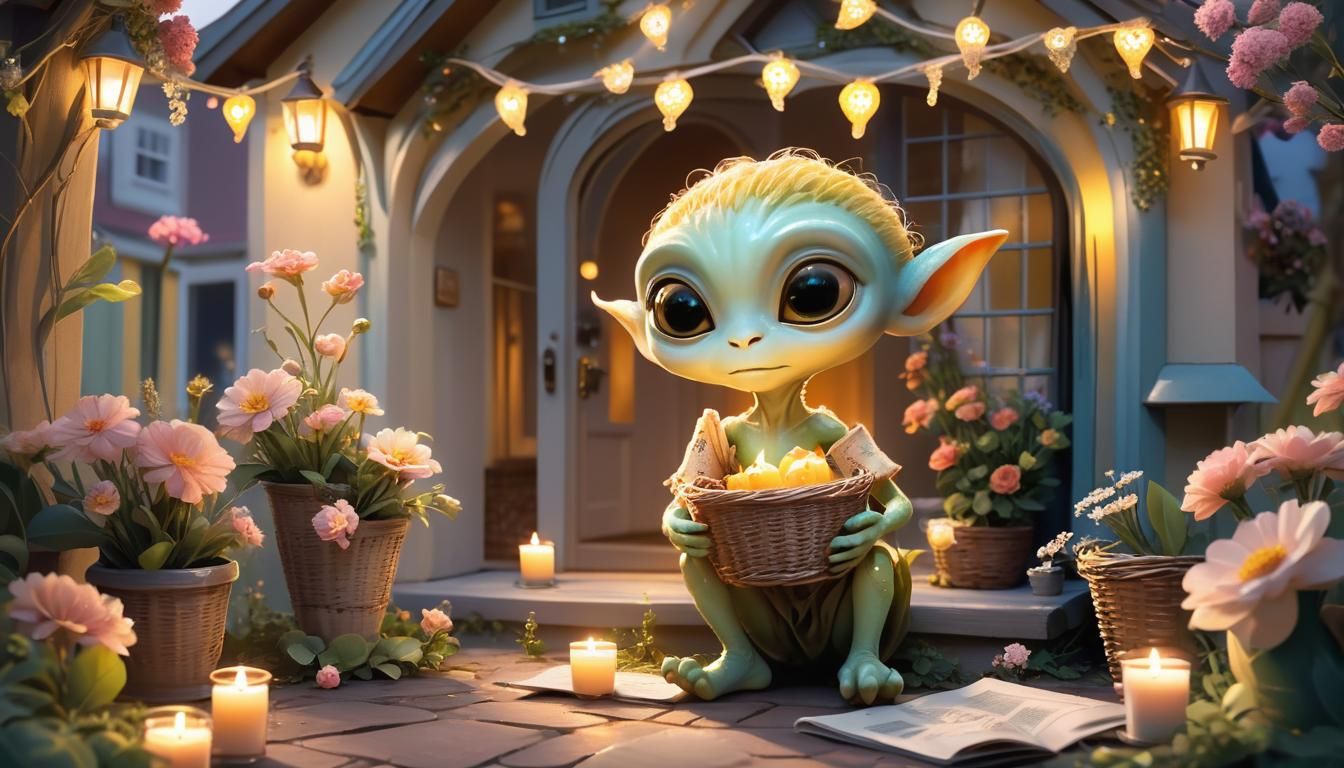 Adorable Alien Creature in Whimsical Pixar Style