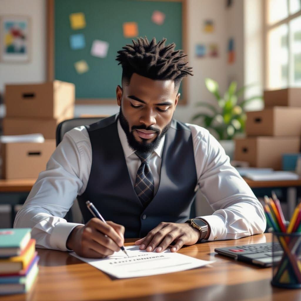 African American Teacher Resigns, Packing Up Classroom